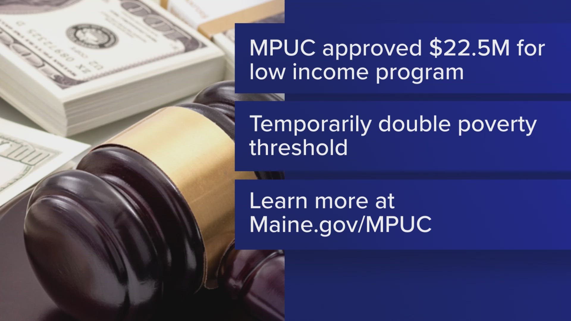 More than $22.5 million was approved for low-income Mainers. The commission is also temporarily doubling the poverty threshold for assistance.