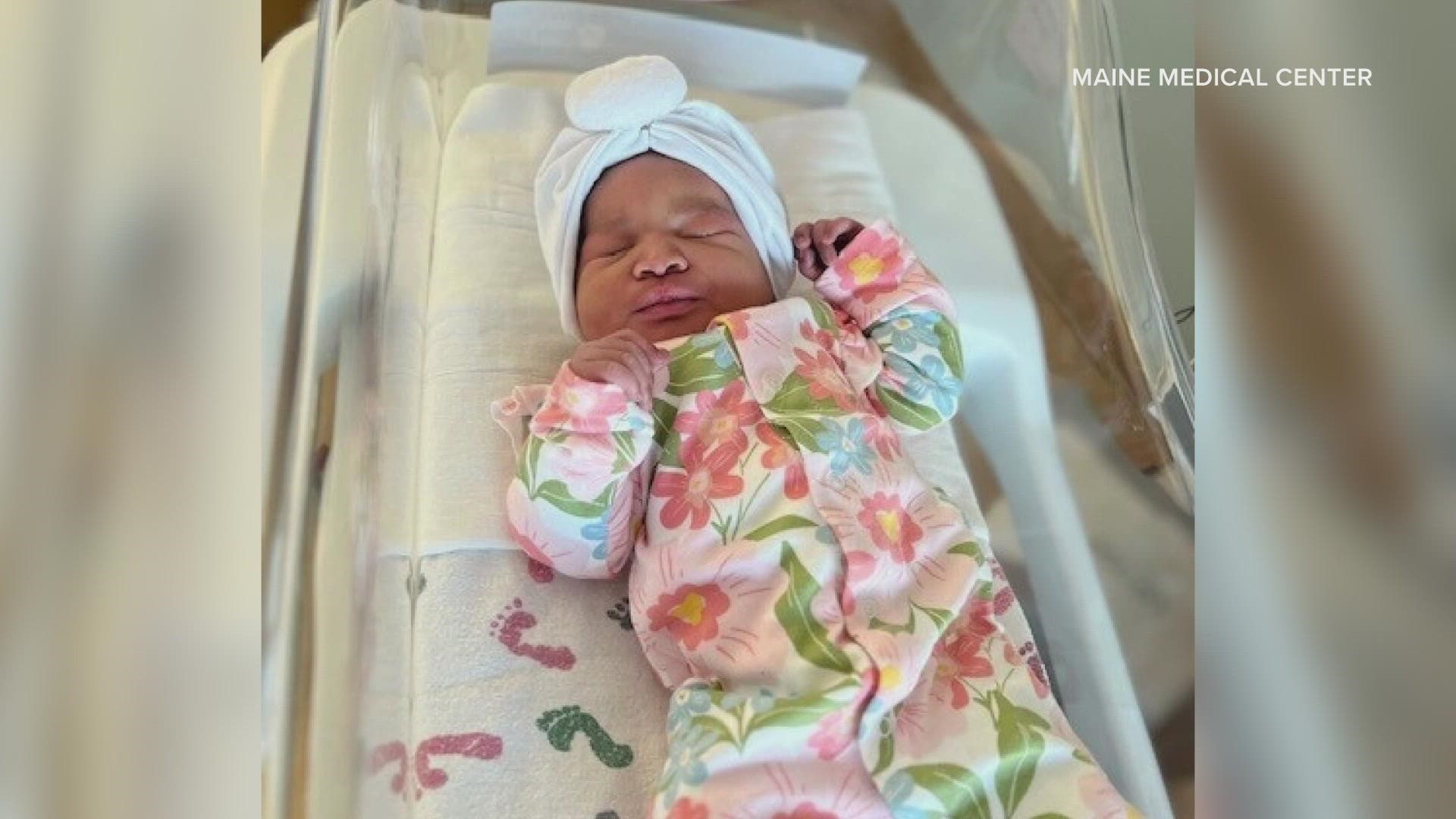 "We are so happy to welcome our daughter," the baby's parents said in a news release. Esther Florandy Saint Aude was born at about 2:30 a.m. Jan. 1, 2023.