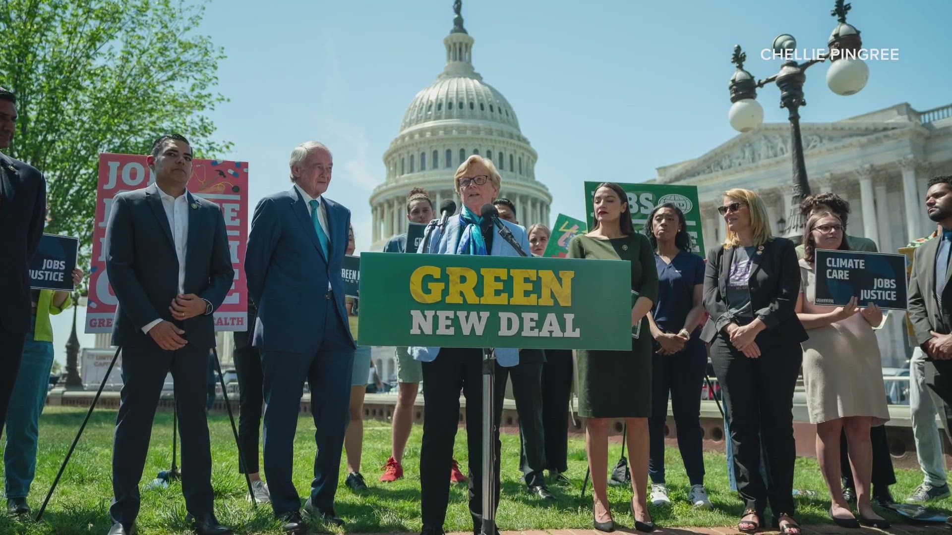 Lawmakers say it will tackle pollution and the climate crisis while also strengthening public infrastructure and bring jobs to Americans.
