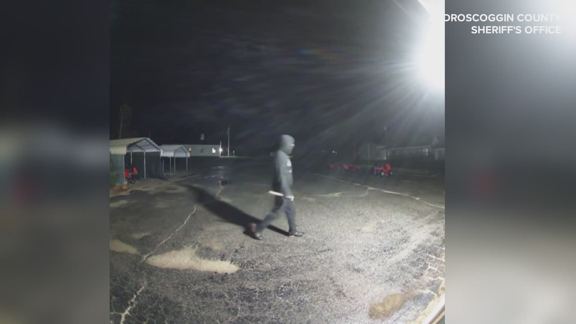 Security footage from Farris Equipment shows a person breaking in and stealing chainsaws at about 11 p.m. Wednesday. A second person also may have been involved.