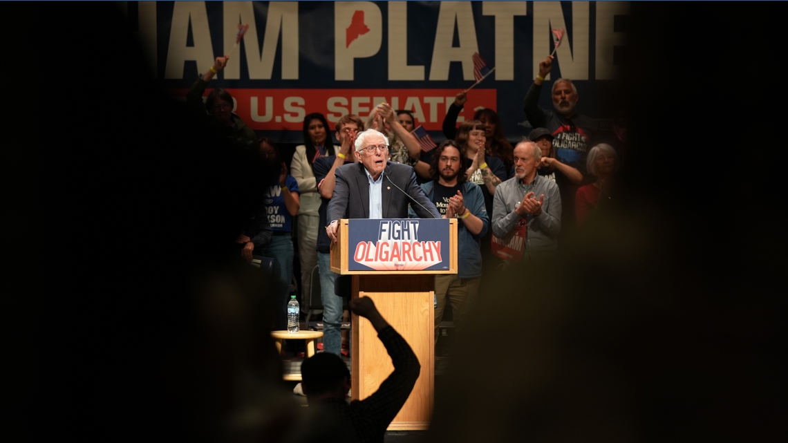 Bernie Sanders campaigns with Graham Platner and Troy Jackson in Orono ...