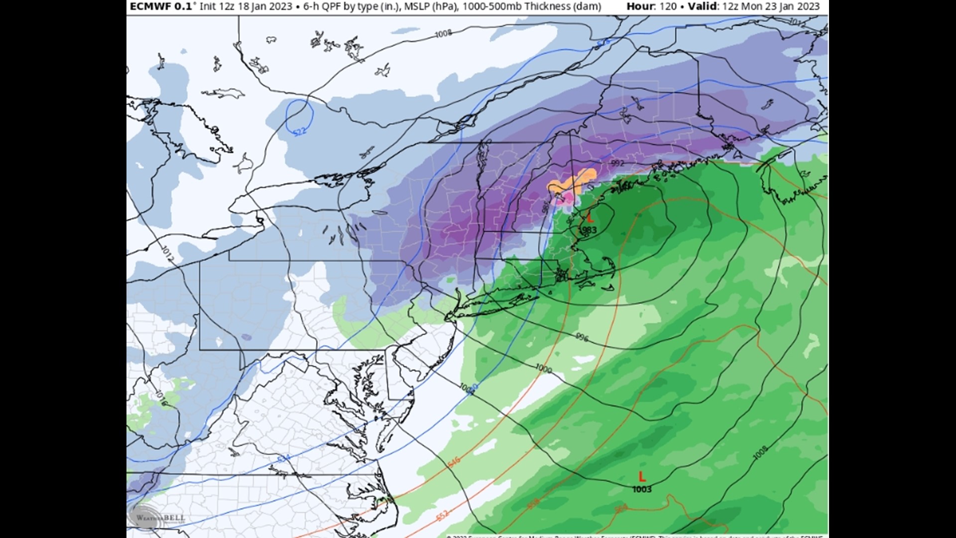 Maine weather forecast Expected snow totals for January 19, 20