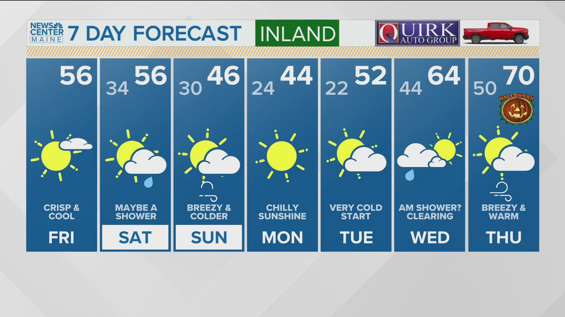 NEWS CENTER Maine Weather Video Forecast: UPDATED 12 p.m. Friday, Oct. 25, 2024.