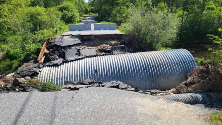 Bowdoin road remains collapsed a month after storm brought flash flooding