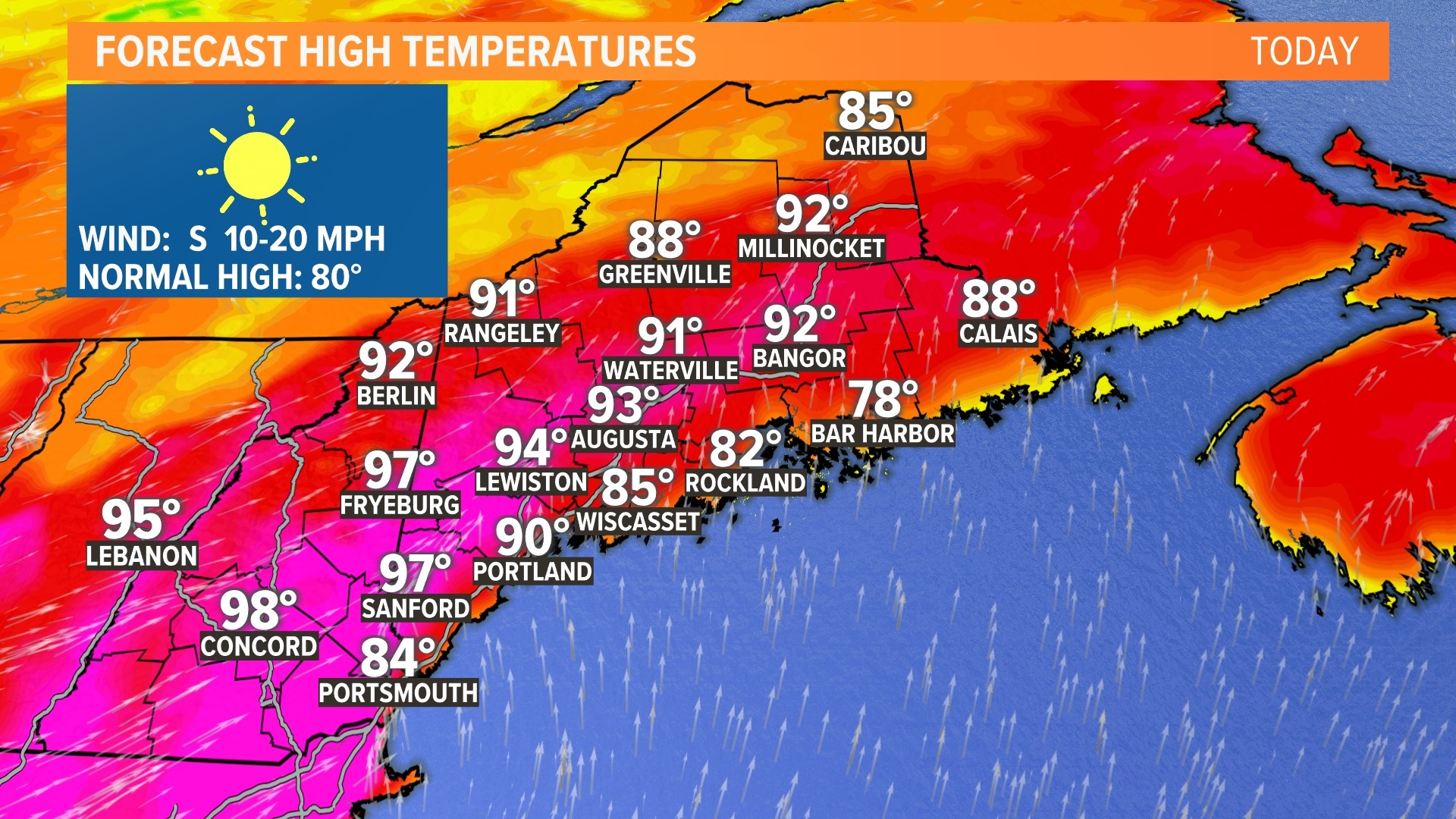 Very hot in Maine today, stays humid this weekend