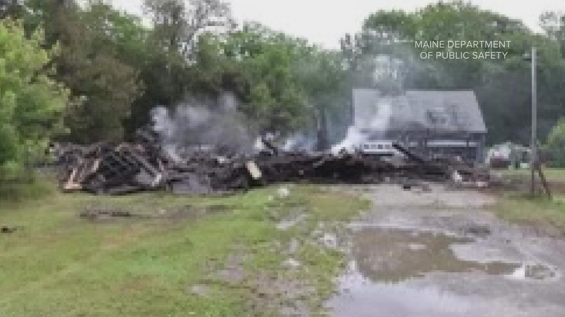 A fire at 3:30 a.m. Thursday destroyed a Warren Hill Road home and two motor homes, and damaged a garage, state police said.