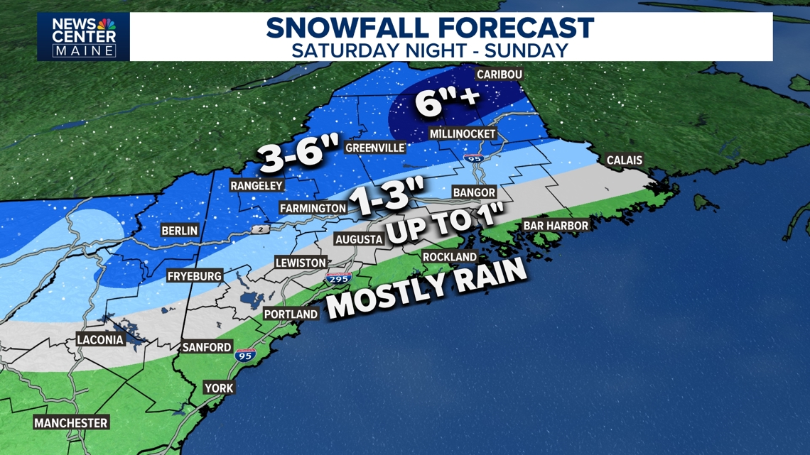 Mix of snow and rain moves in Saturday night