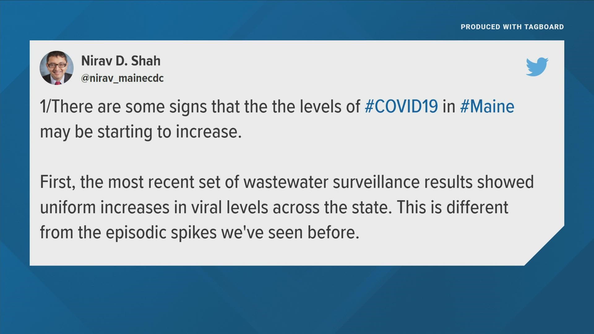 'It's too early to tell if these data points are signals or noise,' Maine CDC Director Dr. Nirav Shah tweeted Tuesday.