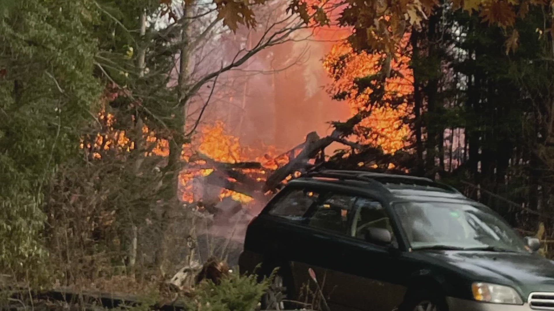 A two-story home was destroyed in the fire. As of Monday night, one person is unaccounted for, according to Maine Department of Safety spokesperson Shannon Moss.