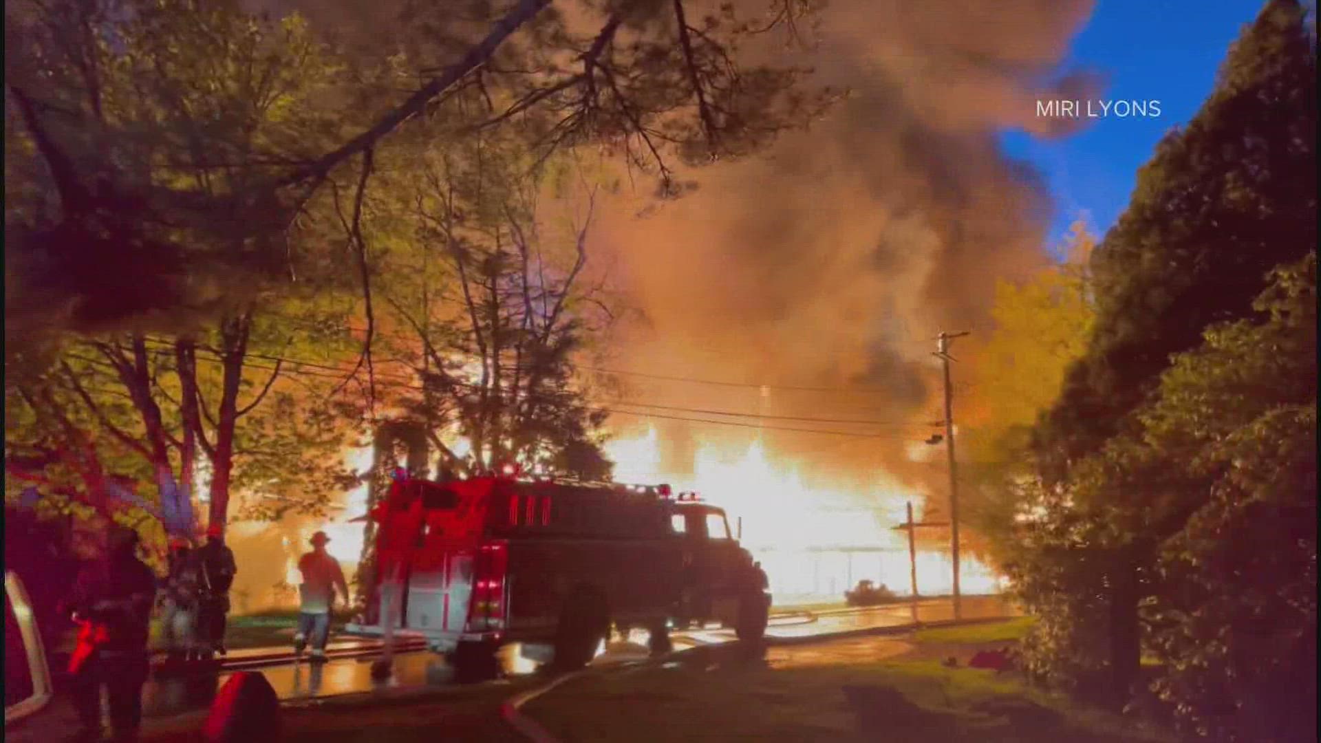 The fire started on Monday night, officials say.
