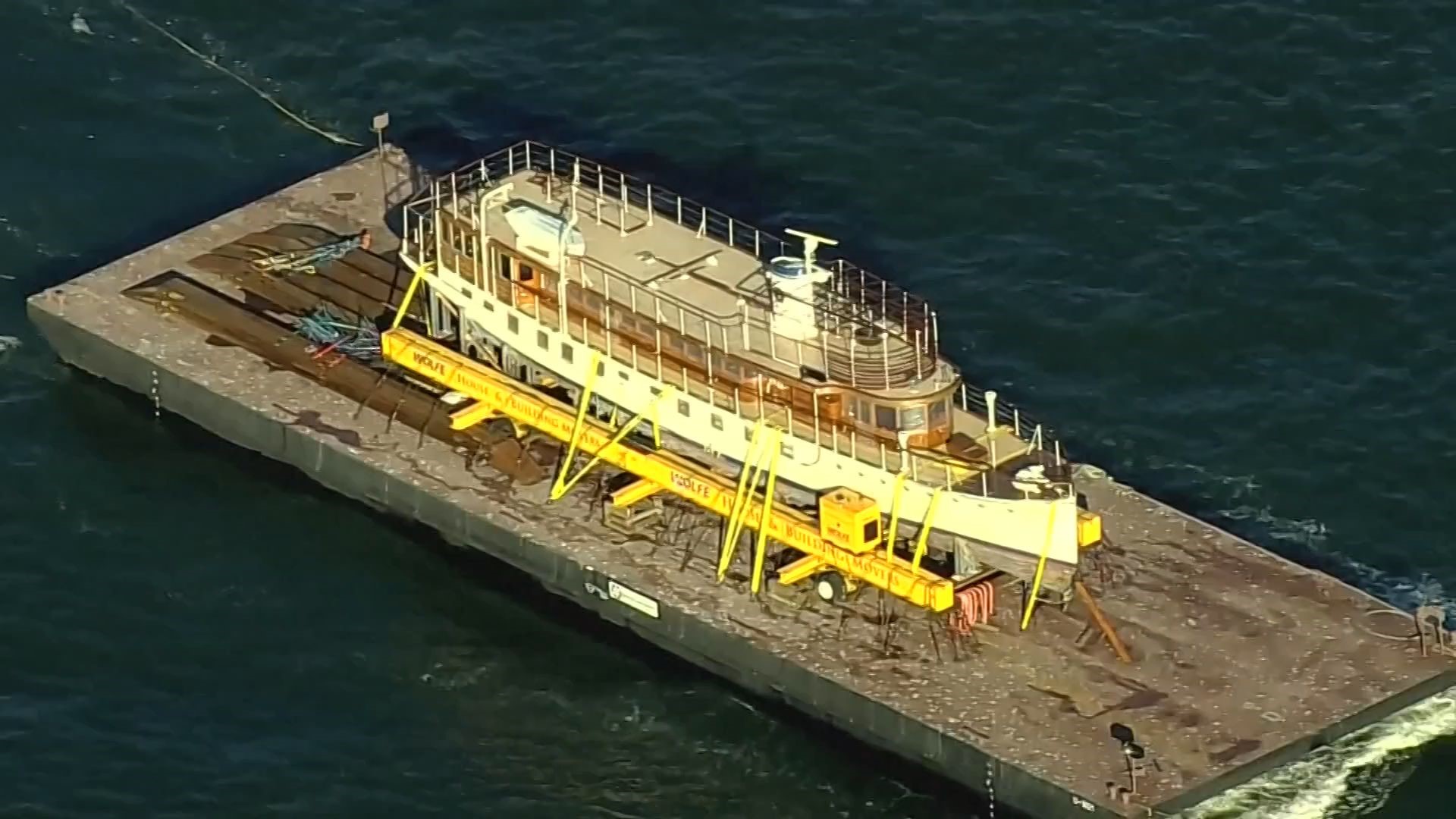 A 90+ year old floating piece of presidential history arrives in Belfast for restoration.