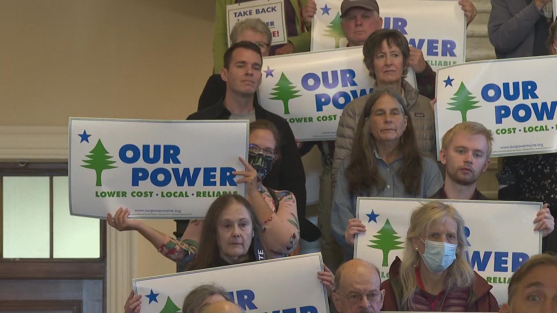 Our Power and the Maine Affordable Energy Coalition both handed in signatures on Monday for competing energy citizen initiatives.