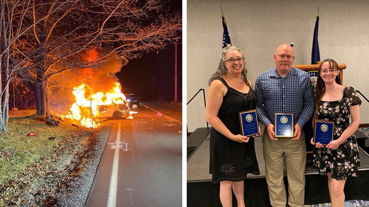 Four Mainers honored for saving mother, baby during fiery Topsham crash