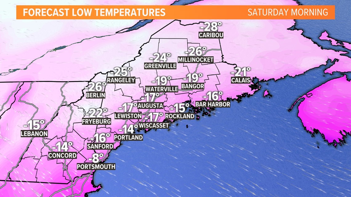 Maine weather this weekend Saturday temps will feel very cold