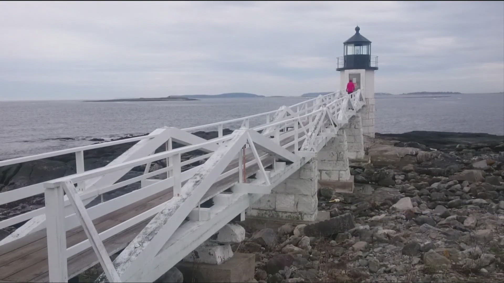 Lighthouse officials say the walkway leading up to the lighthouse tower is damaged, but they did not specify what caused the structural damage.