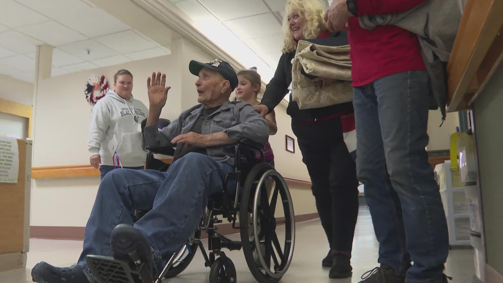 Roy Ward served on multiple U.S. Navy ships during the war and was visited by friends and family to celebrate his milestone.