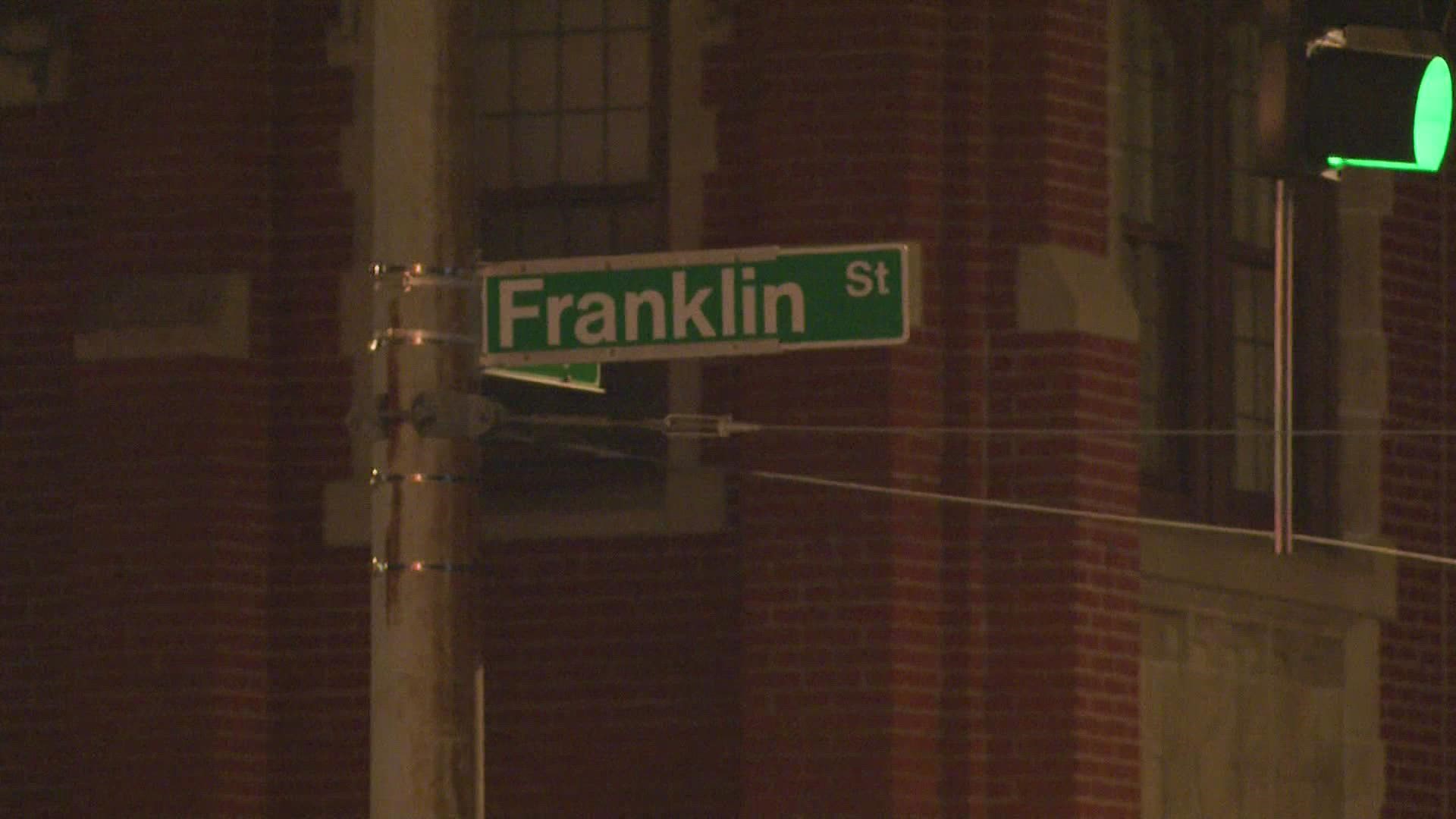 A female pedestrian was struck near Franklin and Congress Street. Portland Police say she suffered some injuries.