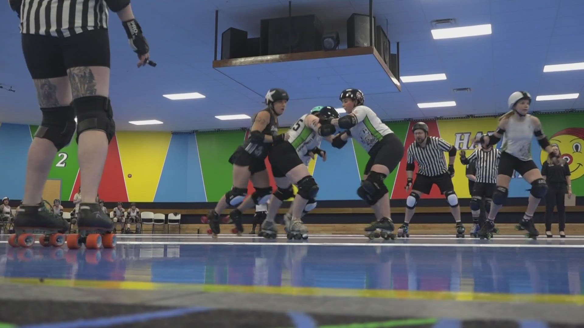 Maine Roller Derby held its first international tournament over the weekend at Happy Wheels Skate Center in Westbrook, welcoming teams from Canada and out-of-state.