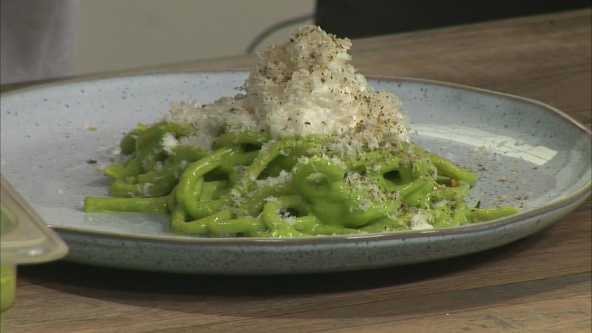 Chef Daron Goldstein from Provender Kitchen + Bar in Ellsworth is back in the 207 Kitchen, showing us how to turn pistachios into a creamy pasta sauce.