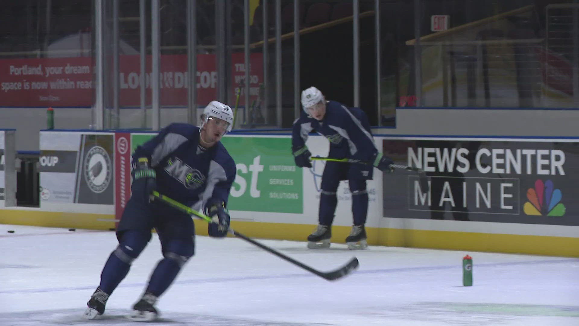 The team takes on the Wheeling Nailers during the sold out home opener at the Cross Insurance Arena.