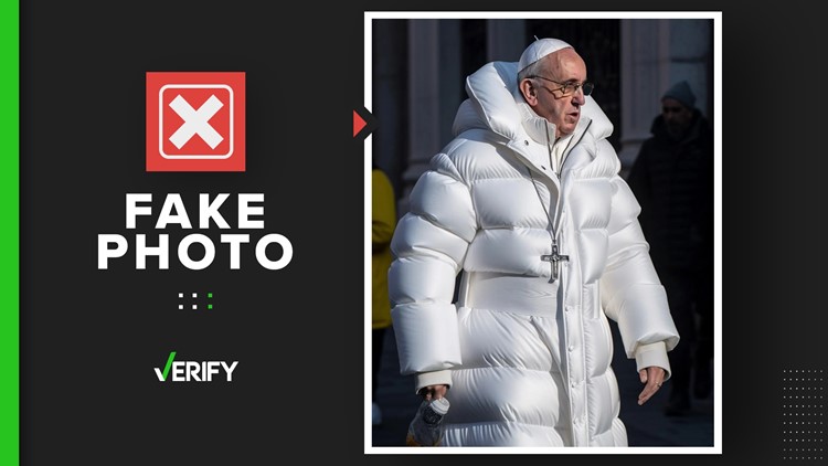 Image of Pope Francis in a white puffer coat was created with AI