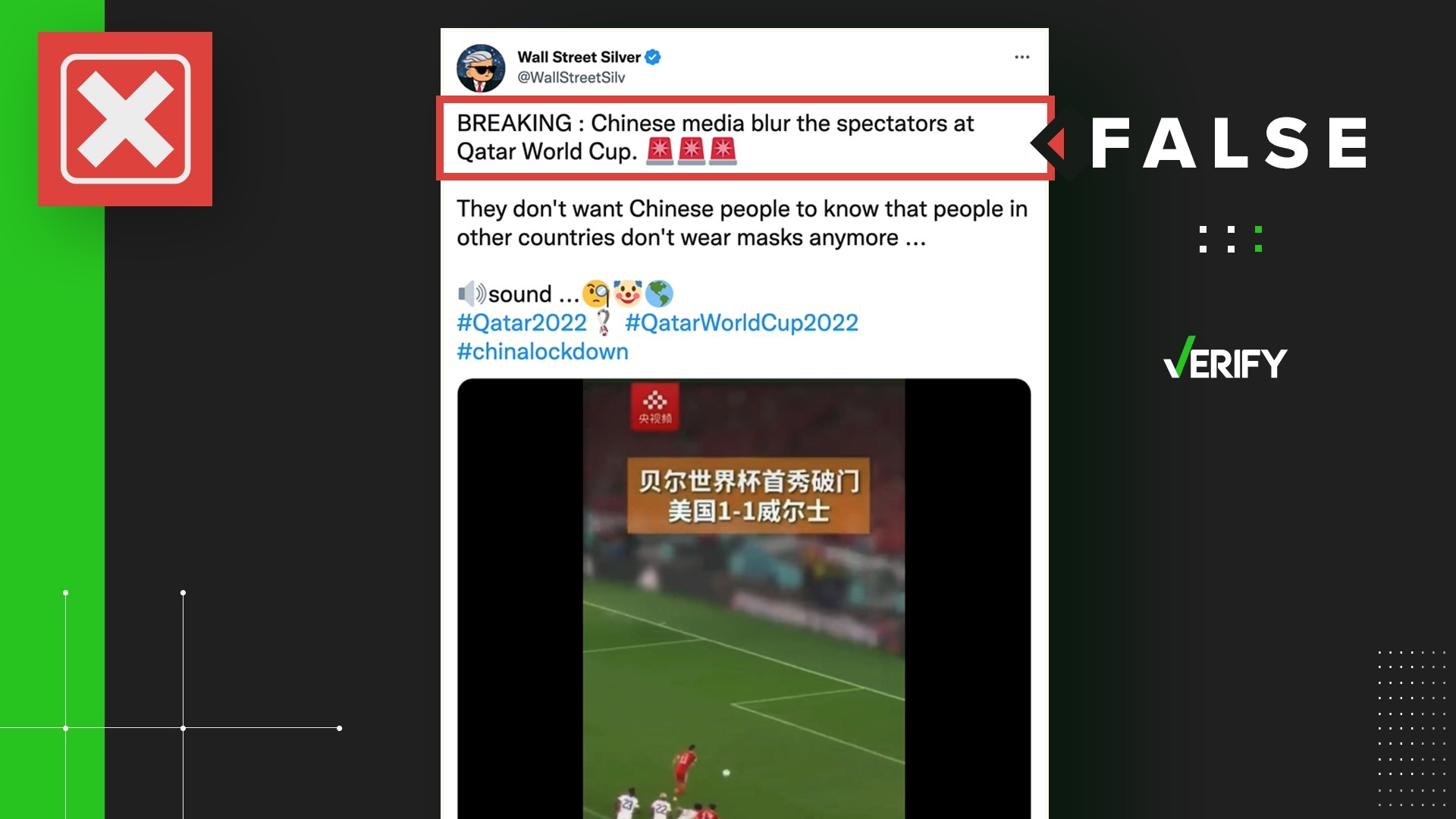 Tweets suggest Chinese state media has been blurring their footage of World Cup fans as a form of censorship. That’s not true.