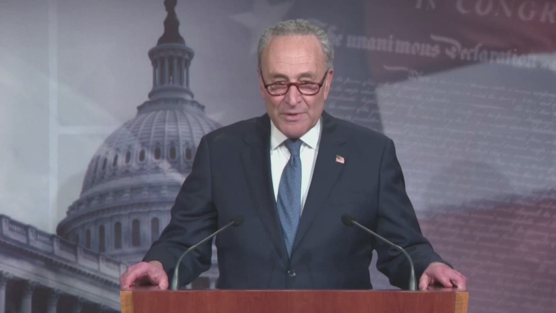 Senate Minority Leader Chuck Schumer is hoping to stop President Trump from putting his name on the next round of stimulus checks. Veuer's Nick Cardona has that story.