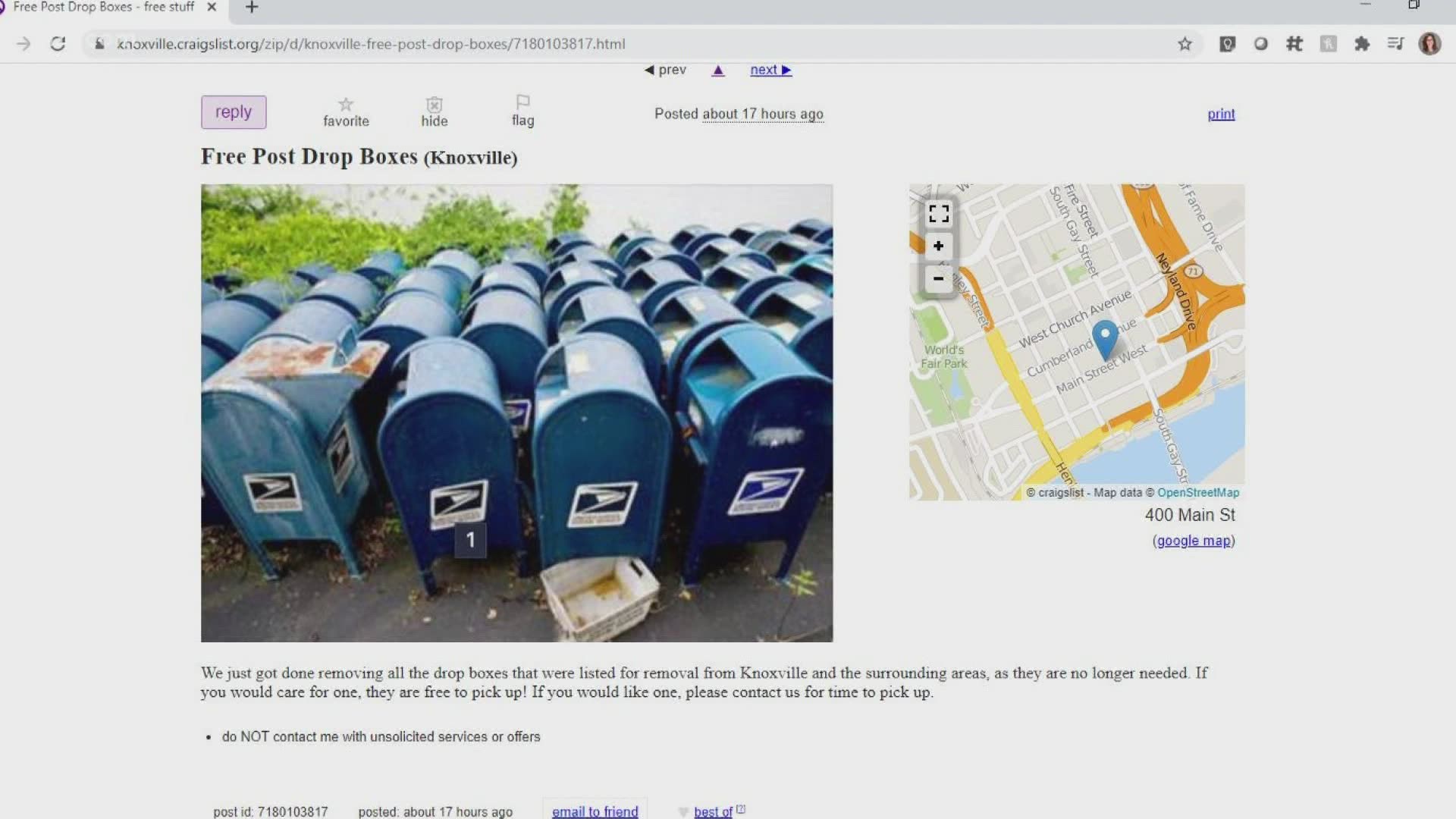 Verify Usps Mailboxes Are Not Available For Free Pickup In Knoxville Newscentermaine Com