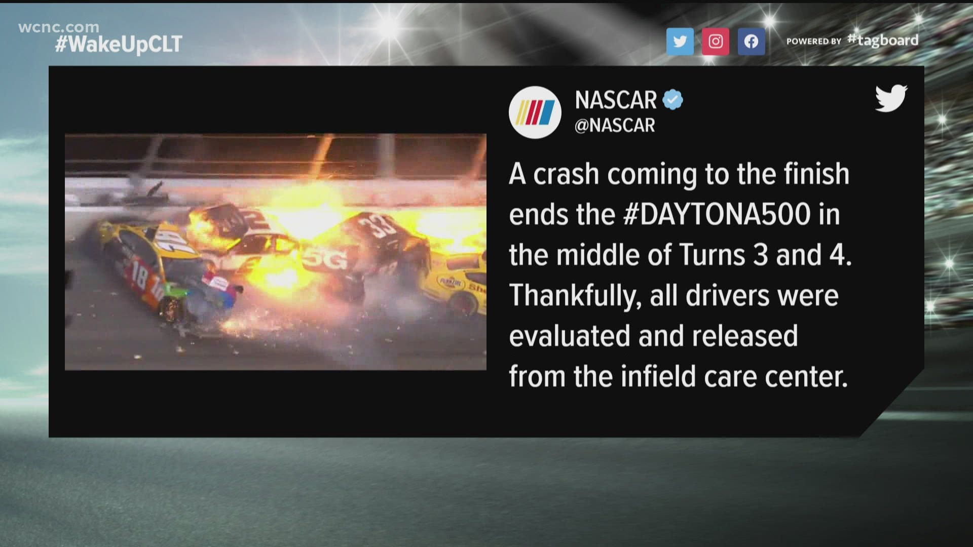 Longshot Michael McDowell made it through a last-lap crash involving multiple drivers to win the rain-delayed Daytona 500 for his first career victory.