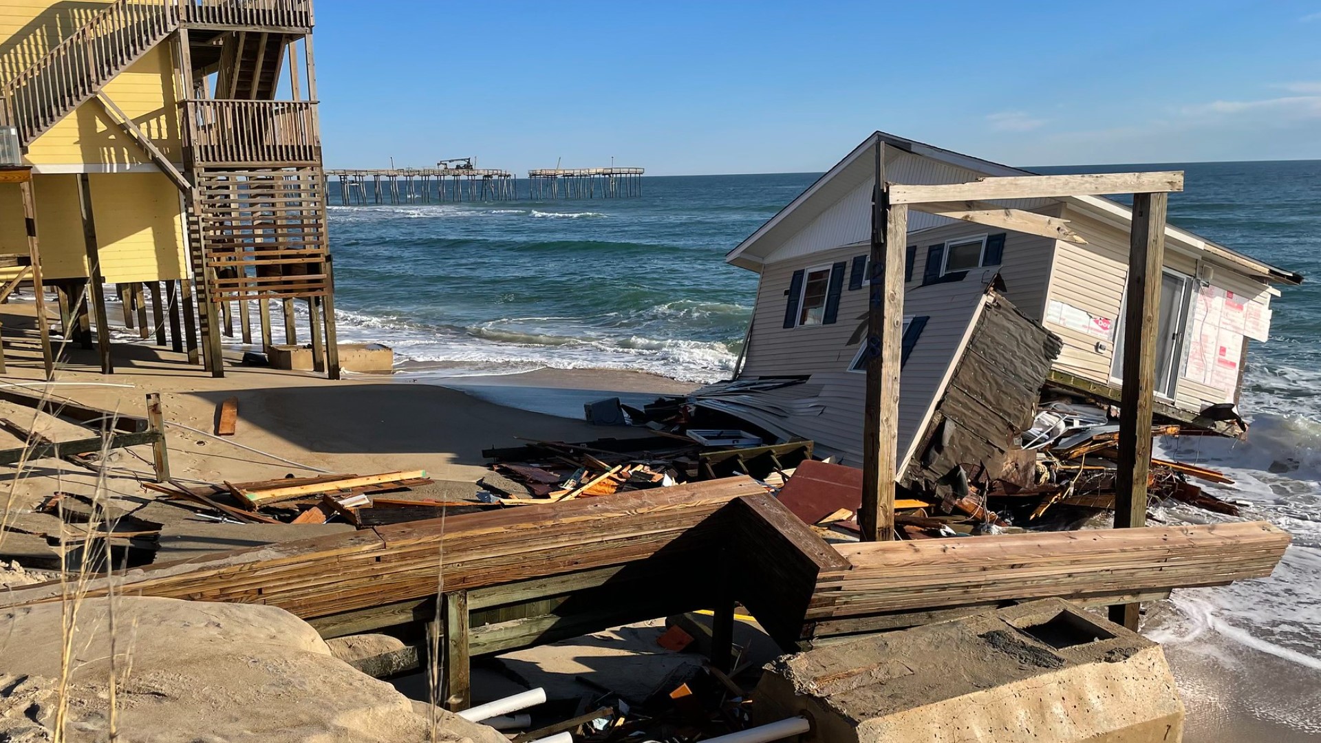 A house on Rodanthe collapsed earlier this week. Officials say the cause is beach erosion, and homeowners do the best they can.
