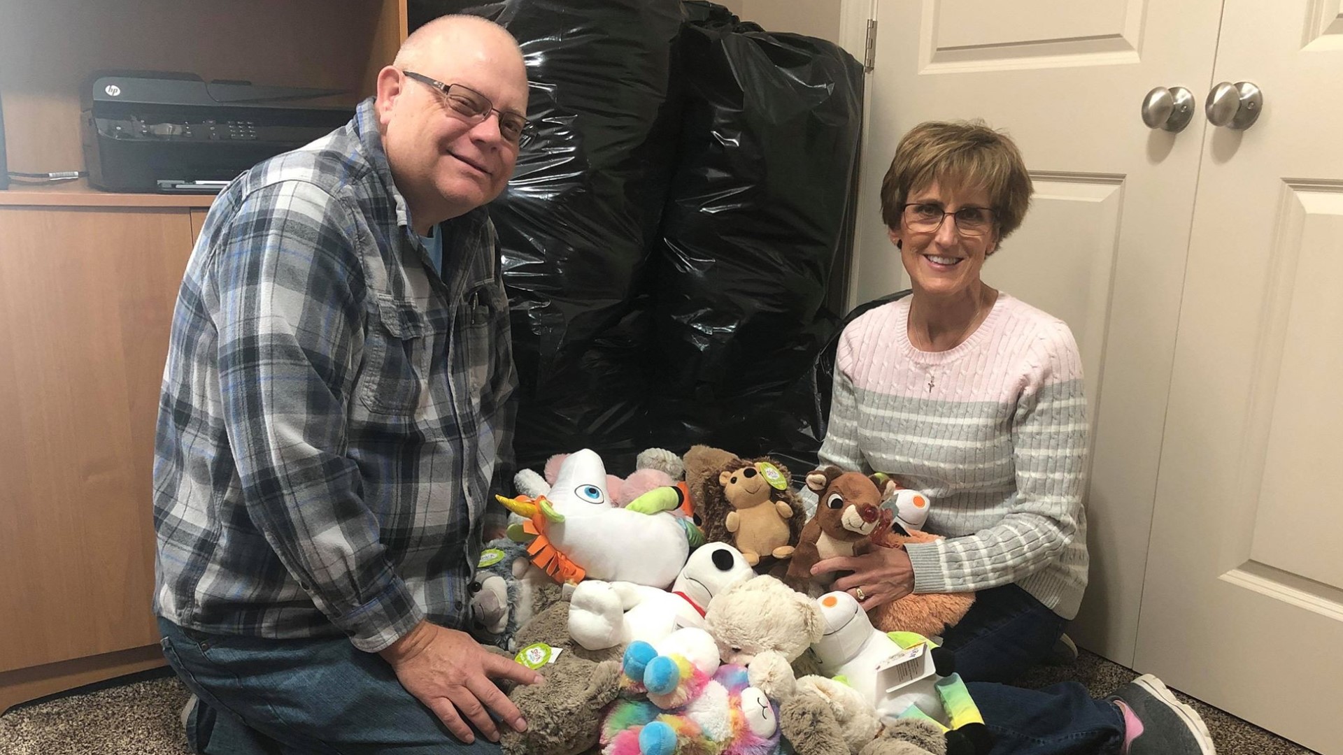 Donate stuffed animals to kids in children's hospital