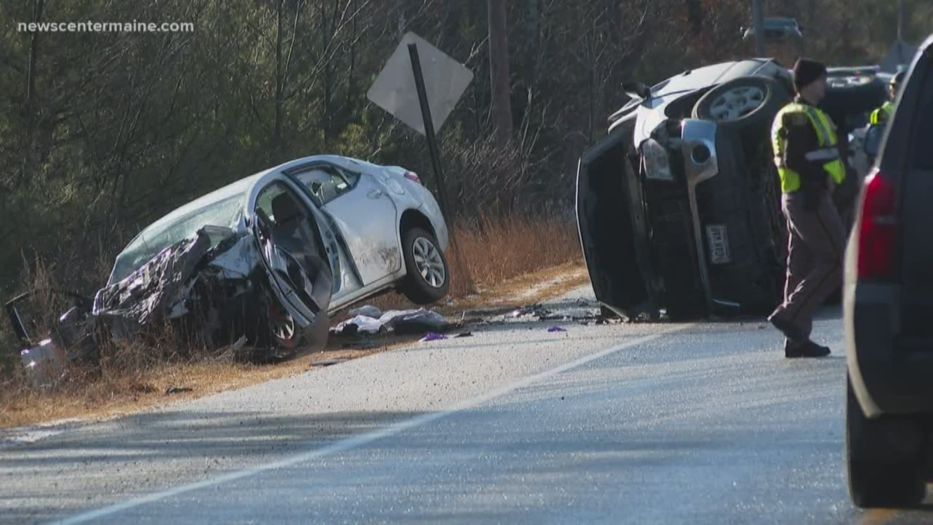 Eight year old dead and three others injured in three vehicle crash near the Standish, Windham line.