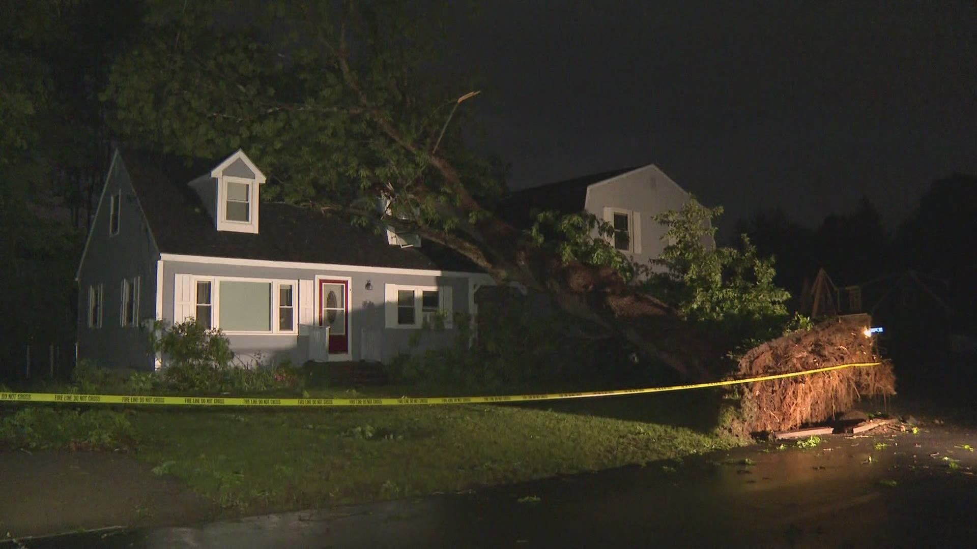 A tree went crashing through a house in Gorham, luckily no one was hurt.