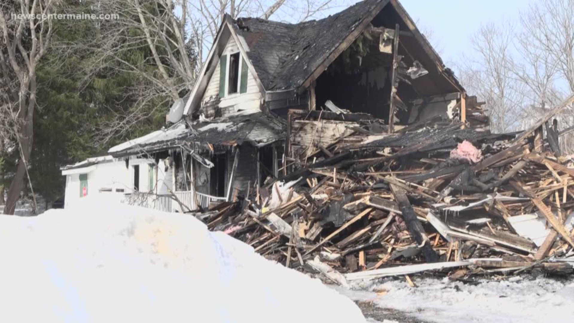 Four people are safe after an intense house fire in Hampden.