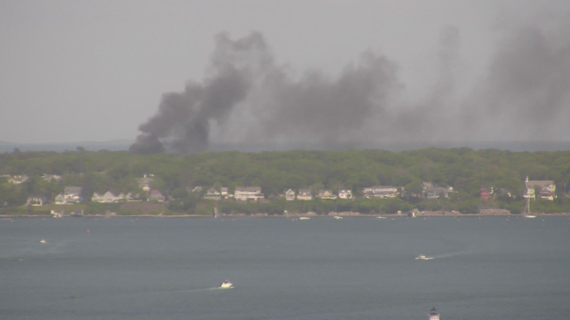 Portland fire department responds to a fire on peaks island