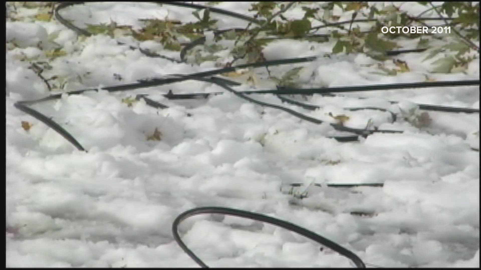 The mountains frequently get snow in October, but in southern Maine, it's not so common. A big snowstorm did occur in 2011, knocking out power to thousands.