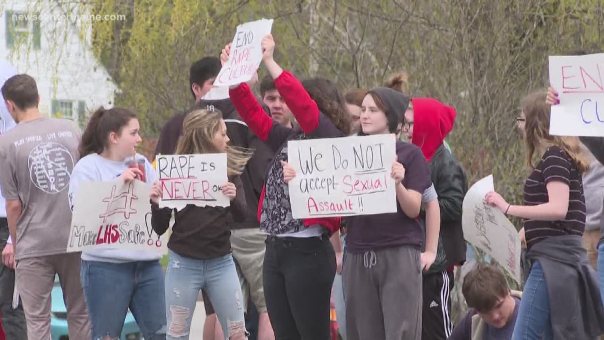 Dozens of Lisbon High School students rallied on Tuesday after a fellow student says she was raped last month.