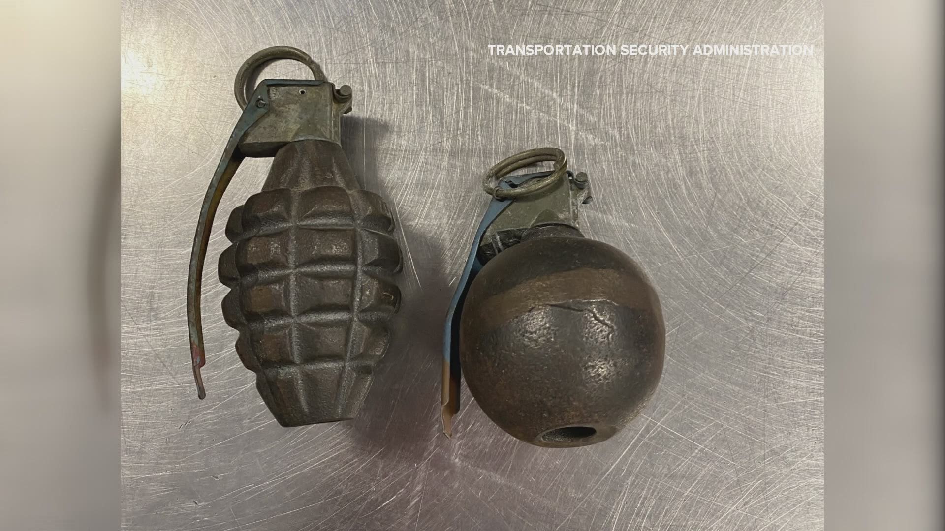 Two replica hand grenades were discovered while TSA was checking baggage.