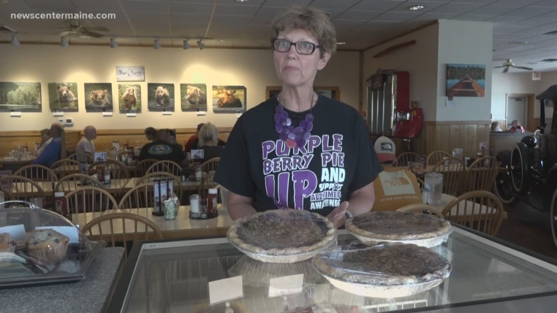 One of the owners of Dysarts is selling purple berry pies to benefit Alzheimer's charities.