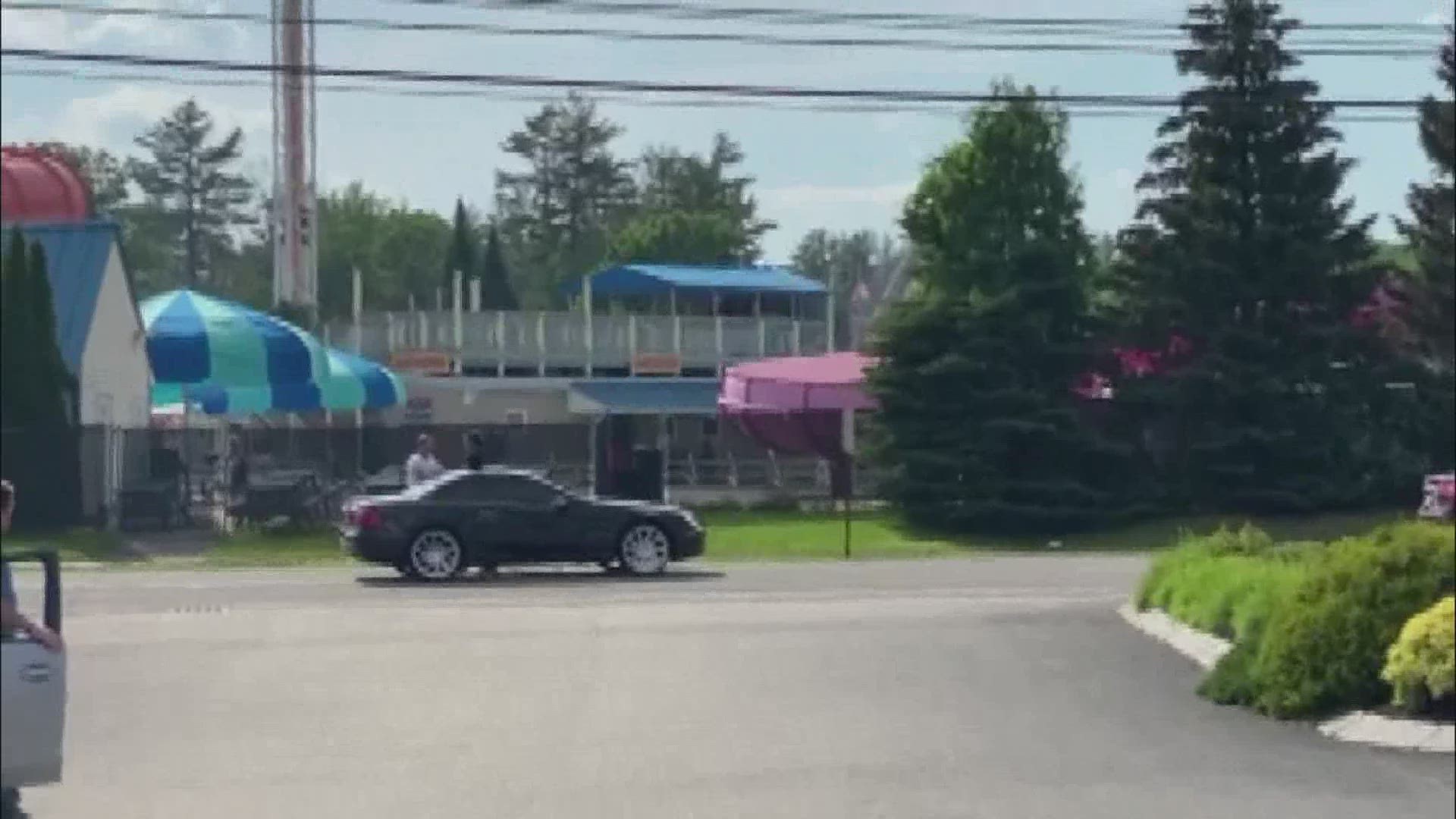 Video shows the driver of a Mercedes fighting off Jeffrey T. Lavery of New Hampshire in front of Patriot Subaru on Route 1 in Saco on Wednesday.
