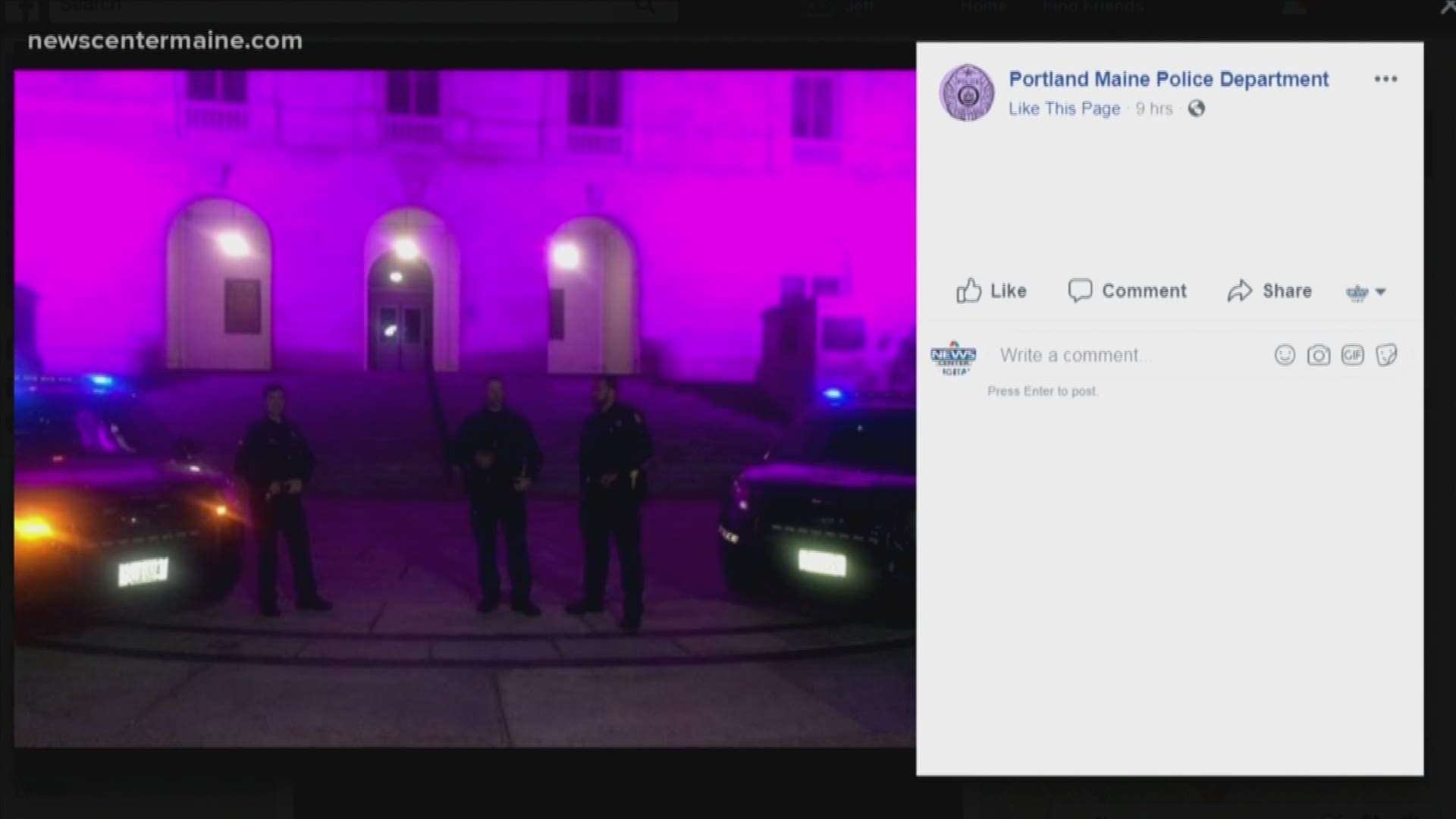 Portland police show their support for Domestic Violence Month