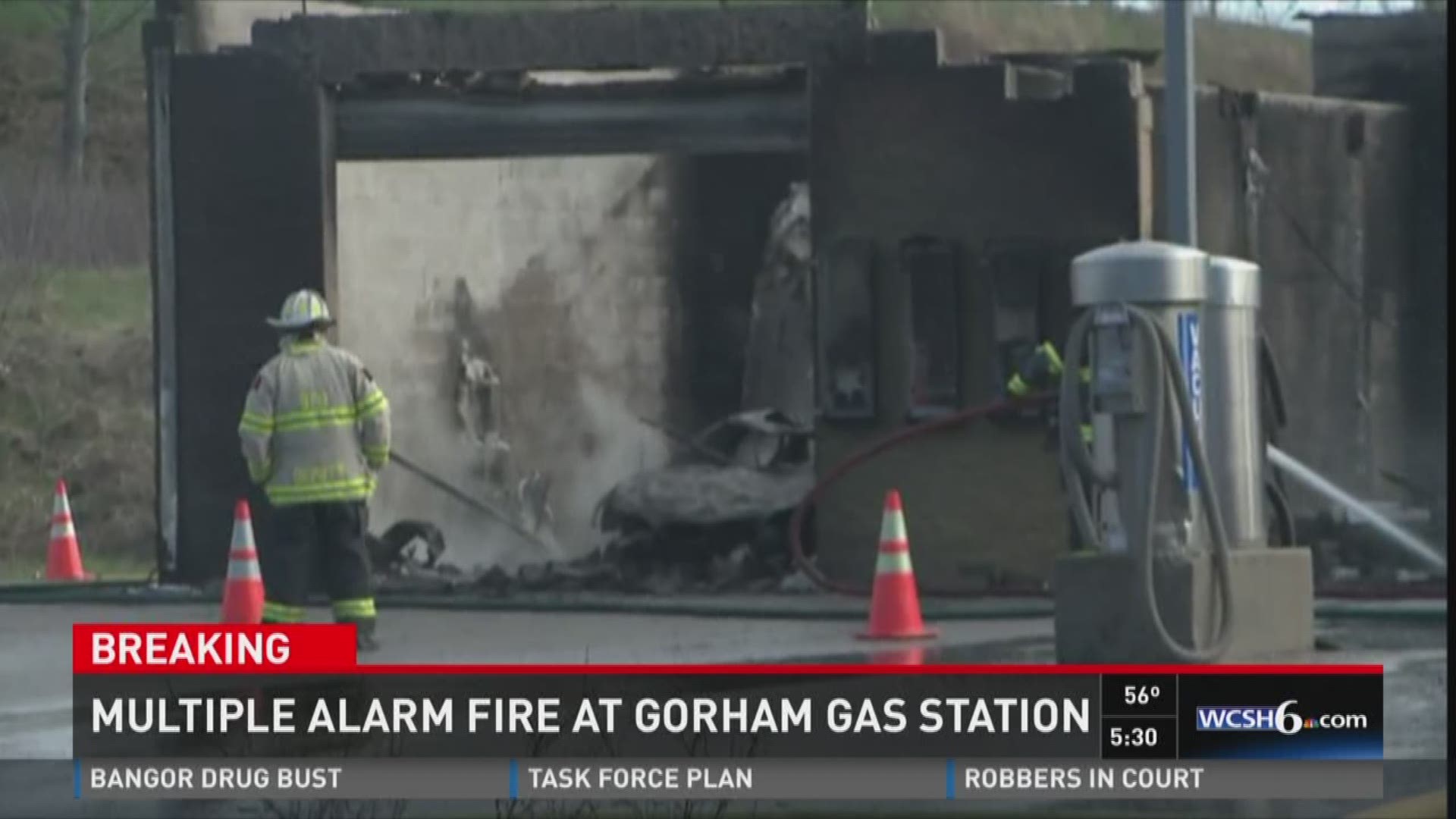 Crews respond to fire at gas station in Gorham