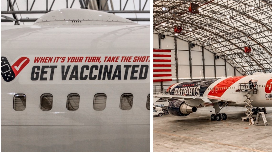 Get Vaccinated' decal added to Patriots plane ahead of Super Bowl flight