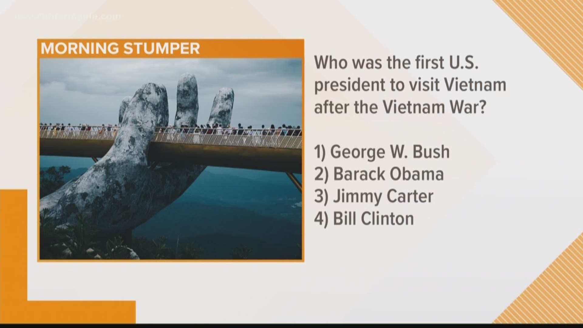 Well it was on this day in a particular year that a U.S. President visited Vietnam for the first time since the end of the Vietnam War. Our question today is... 
Who was that president?