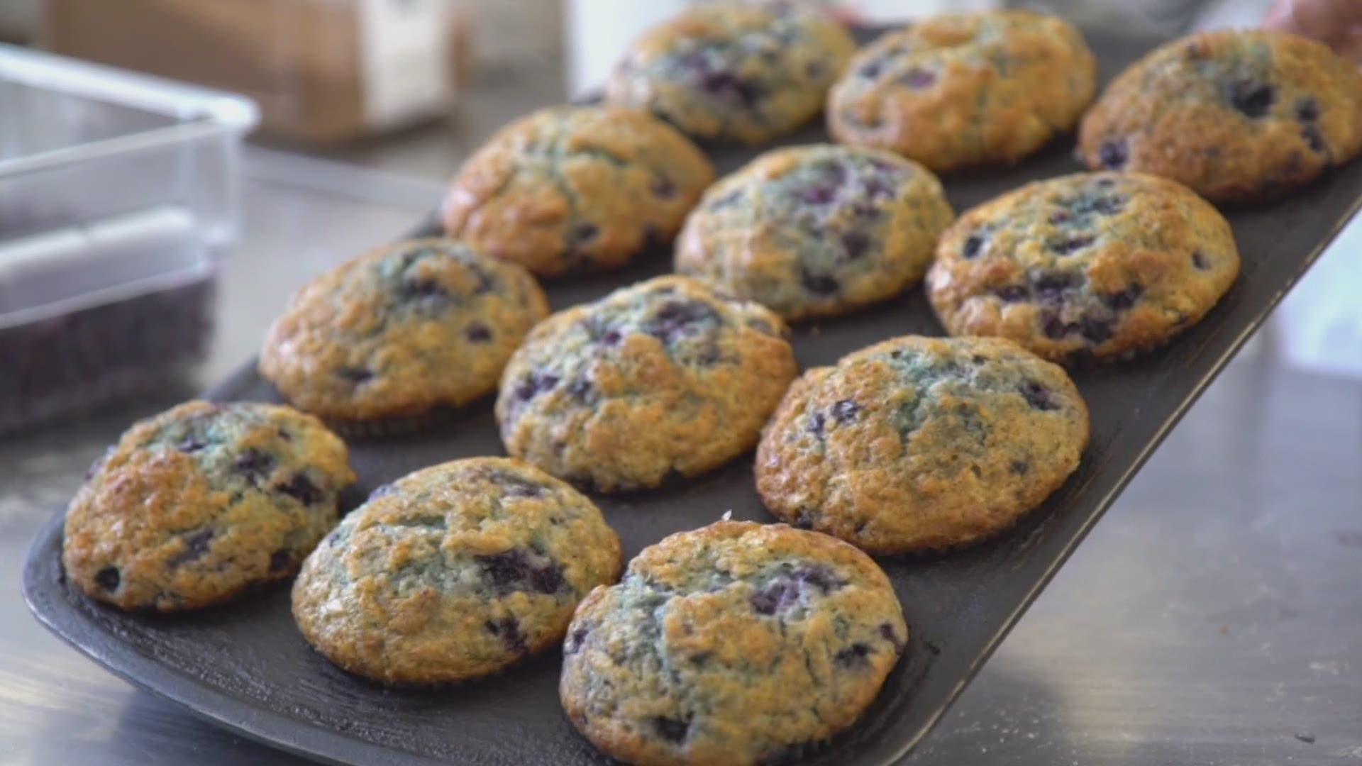 Stacy Begin from Two Fat Cats Bakery shares her recipe for blueberry muffins.