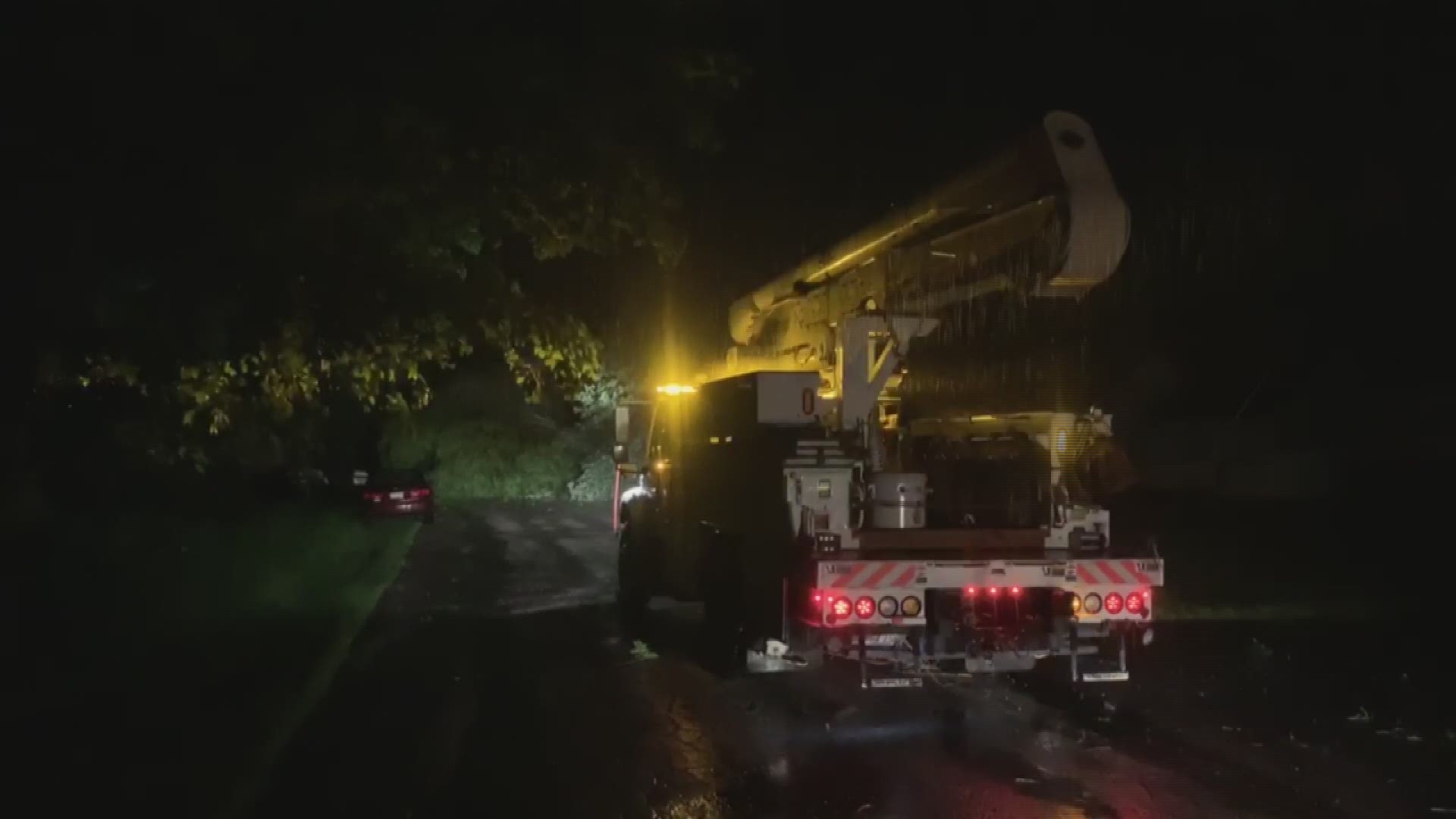 The National Weather Service believes it was a microburst that traveled over Yarmouth Saturday night, knocking out electricity, toppling trees, and closing roads.