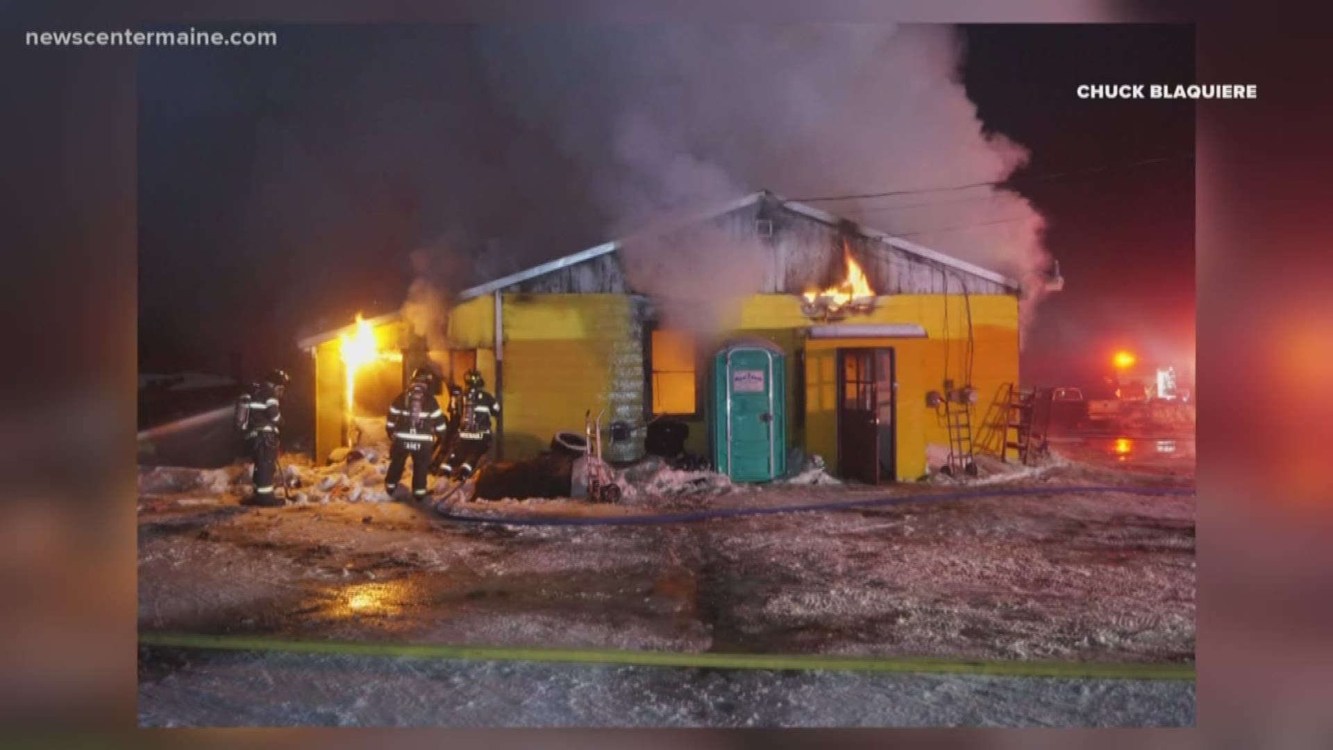 Crews from three towns were able to put out a fire at an auto repair shop in Mechanic Falls.