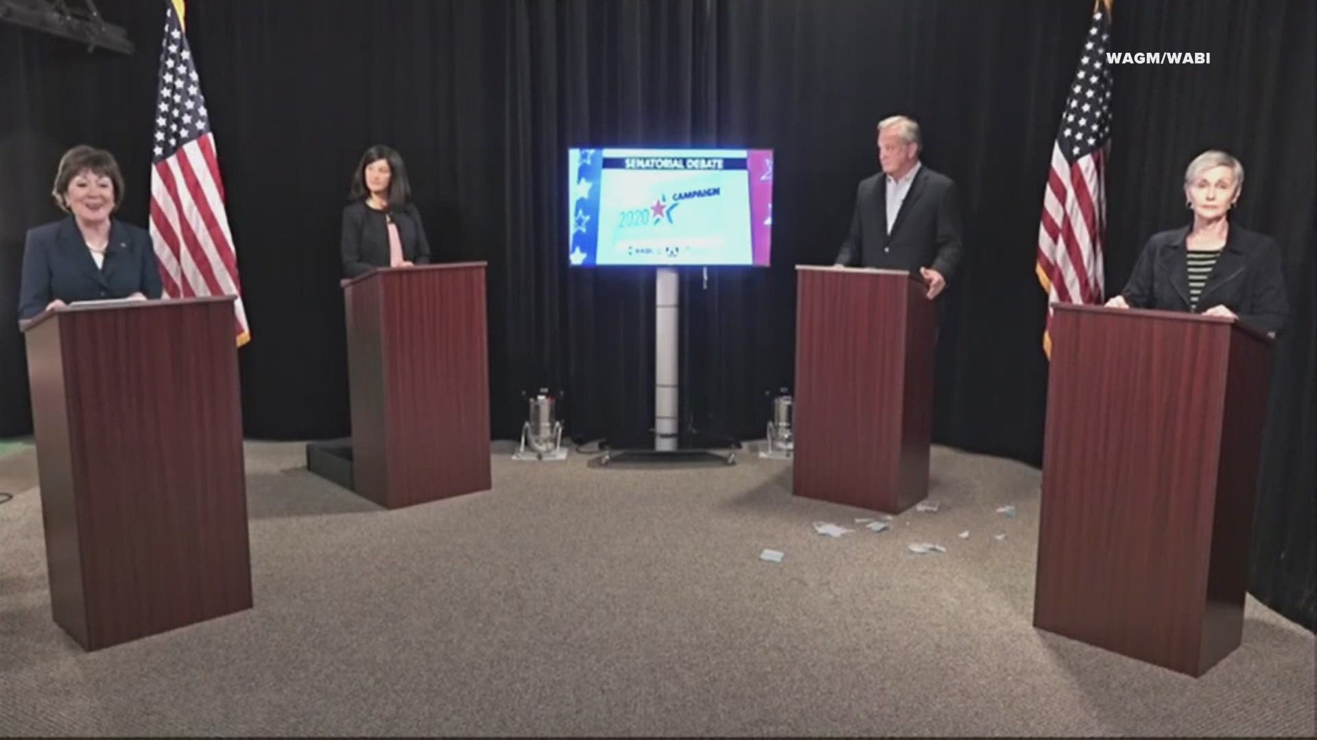 Linn cuts up masks, Gideon accuses Collins of not helping Mainers during pandemic at second Senate  debate