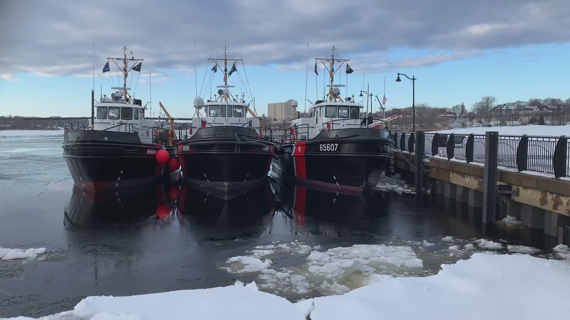 The ships usually arrive every two weeks to break up the river's ice, making sure that the water is clear for any emergency situations that might occur.