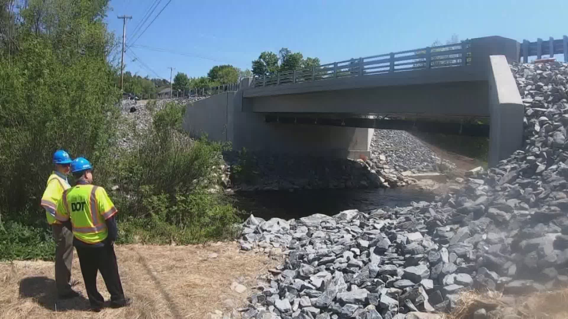 The Grist Mill Bridge in Hampden is the first bridge in the United States to utilize a new composite technology that allows for longer life and lower costs.